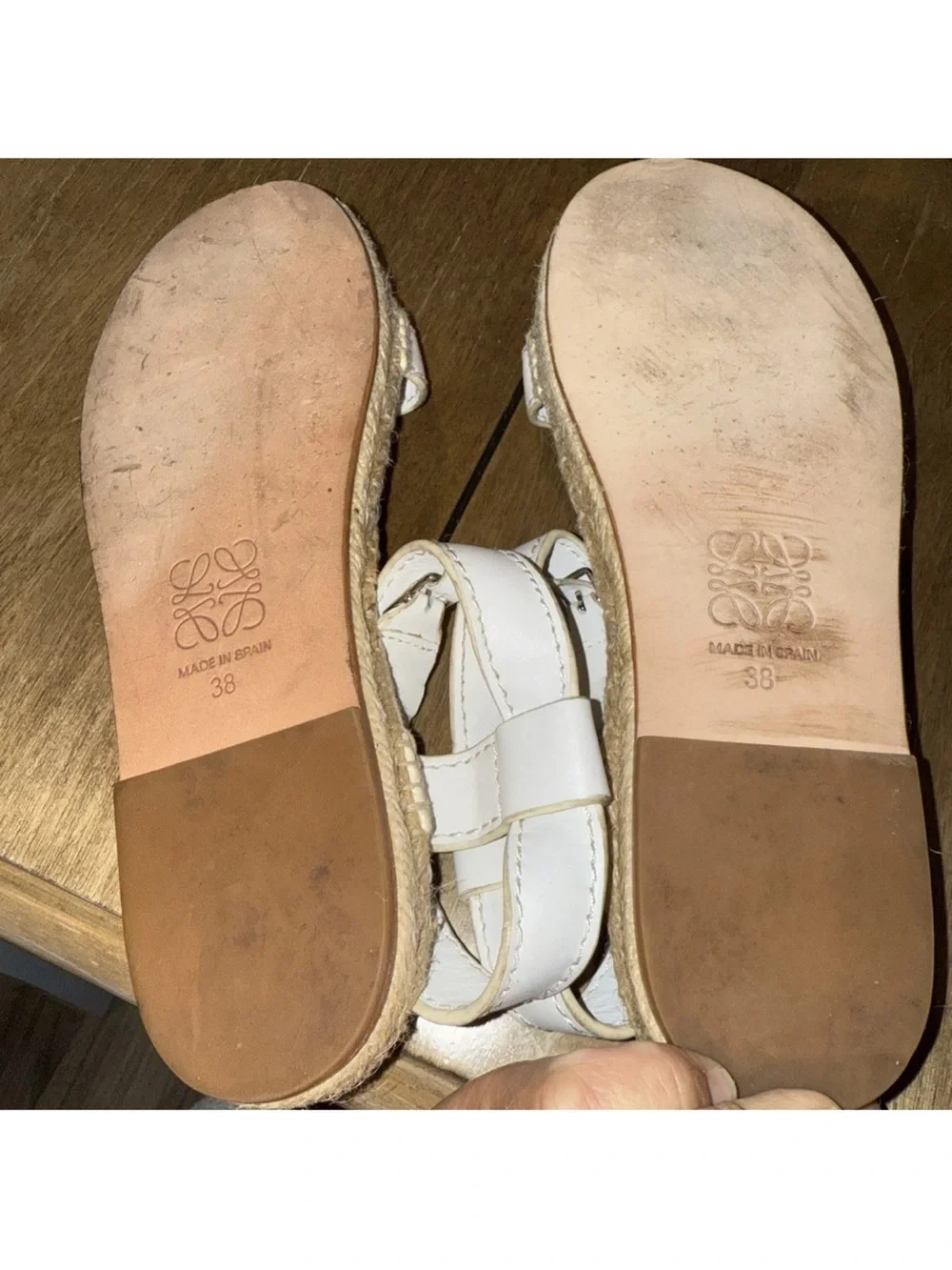 Loewe White Leather Sandals Espadrilles 38